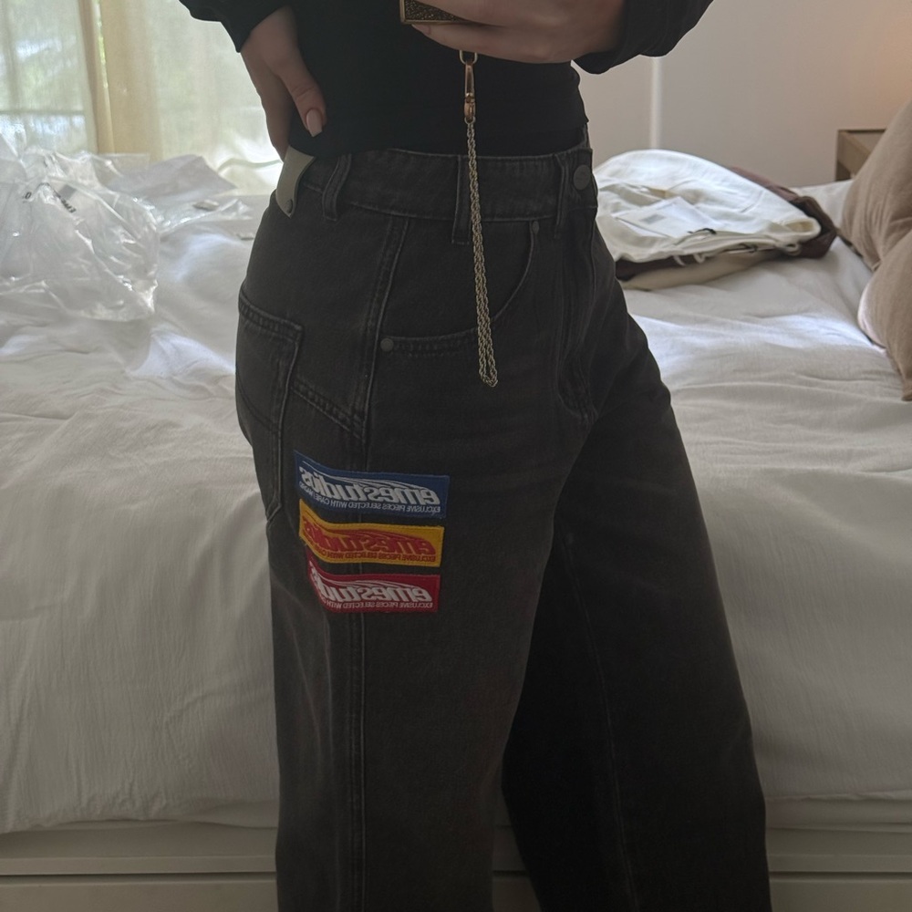 Trendy Black Jeans with Patches